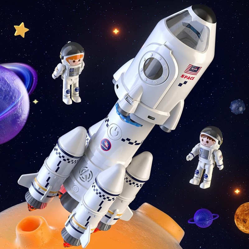 Space Shuttle Rocket Toys for 3 4 5 6 7 8 9 Years Old Kids Science Educational Toys 5-in-1 STEM Aerospace Toys with 2 Astrona...