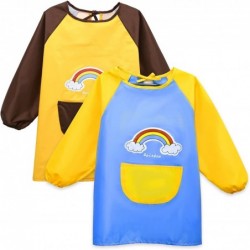 2 Pcs Kids Art Aprons Smocks Toddler Waterproof Artist Painting Apron Long Sleeve with 1 Pocket for 2-10 Years Children Gift ...