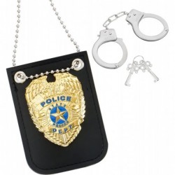 Kids Police Pretend Play Toy Set Officer Costume Accessories with Police Badge Play Handcuff Keys for Detective Dress Up Role...