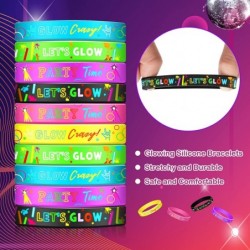 54 Pcs Glow in the Dark Silicone Bracelets Neon Colored Rubber Glow Wristband for Women Men Teens Party Favor Supplies 6 Styl...