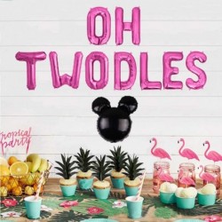 Oh Twodles Balloons Banner Oh Twodles 2nd Birthday Party Decorations for Themed of Minnie Micky Mouse for Girl Boy Oh Twodles...