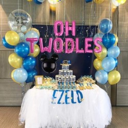 Oh Twodles Balloons Banner Oh Twodles 2nd Birthday Party Decorations for Themed of Minnie Micky Mouse for Girl Boy Oh Twodles...