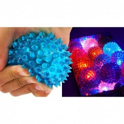 Light Up Rubber Spike Ball (Pack of 4 Balls) with Flashing Lights | Bouncy Stress Ball | Great Fidget Ball Toy for Kids | Bul...