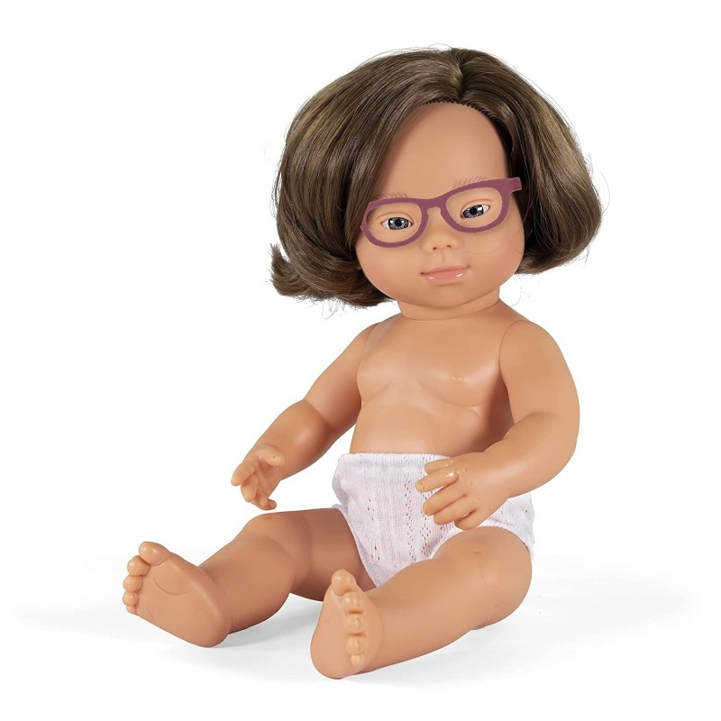 Baby Doll Caucasian Girl with Down Syndrome with Glasses 15'' Poly-Bagged Multi $58.68 Dolls