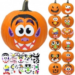 20 Pcs Halloween Pumpkin Decorating Craft Kit Pumpkin Stickers in 12 Designs Halloween Party Supplies Trick or Treat Party Fa...