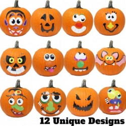 20 Pcs Halloween Pumpkin Decorating Craft Kit Pumpkin Stickers in 12 Designs Halloween Party Supplies Trick or Treat Party Fa...