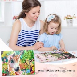 4 Sets Wooden Unicorn Jigsaw Puzzles for Kids Ages 5-12 Puzzles Wood 80 Pieces Kid Puzzle Toy for Learning Princess Unicorns ...