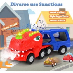 Dinosaur Toy Truck Set - Friction Powered Transport Truck Toys Car Sound and Light Spray 8 Pack Mini Dinosaur Pull Back Vehic...