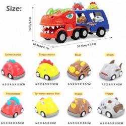 Dinosaur Toy Truck Set - Friction Powered Transport Truck Toys Car Sound and Light Spray 8 Pack Mini Dinosaur Pull Back Vehic...