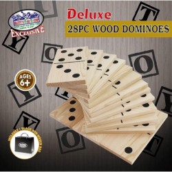 Deluxe Giant Wooden Dominoes Double Six (8") 28 Piece Set with Storage Bag $60.34 Domino & Tile Games