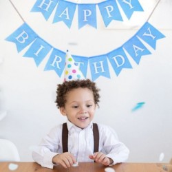 Imitated Burlap Happy Birthday Banner Blue Pre-assembled Reusable Birthday Banner for Men Boys Birthday Party Decorations $17...