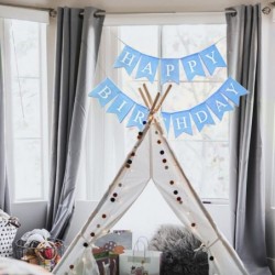 Imitated Burlap Happy Birthday Banner Blue Pre-assembled Reusable Birthday Banner for Men Boys Birthday Party Decorations $17...