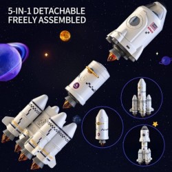 Space Shuttle Rocket Toys for 3 4 5 6 7 8 9 Years Old Kids Science Educational Toys 5-in-1 STEM Aerospace Toys with 2 Astrona...