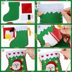 12 Pieces Christmas Felt Crafts DIY Christmas Ornaments Christmas Stocking and Gloves Sewing Kits Preschool Hand Craft Kits S...