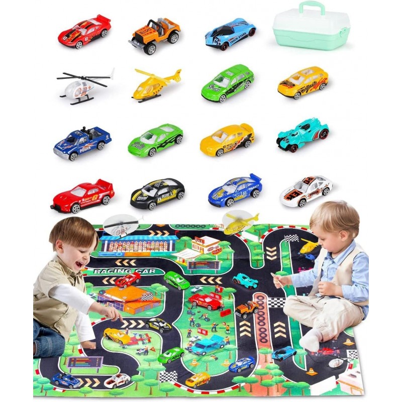 Kids Toy Car & Playmat Set-Car Toy Set for 3 Year Old Boys-17 PCS Metal Racing Car -Vehicle Car Toys for Boys Toddlers $34.22...