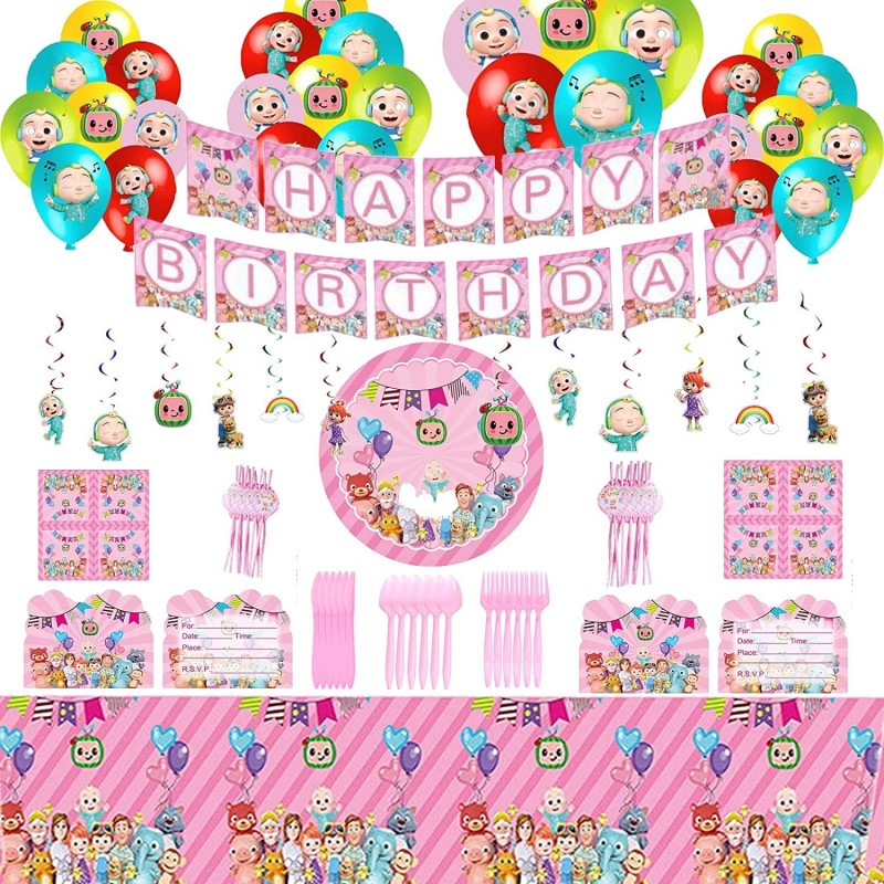 Cartoon Melon Party Decorations Supplies Birthday Decorations Kids Party Favor Pink Girls Theme Party Package Contain Happy B...