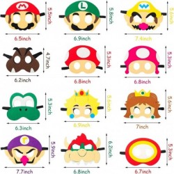 12Pcs Mario Felt Mask Theme Party Supplies Birthday Party Gift Decoration Wario Mask Celebration Party Fan Cartoon Role Playi...