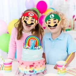 12Pcs Mario Felt Mask Theme Party Supplies Birthday Party Gift Decoration Wario Mask Celebration Party Fan Cartoon Role Playi...