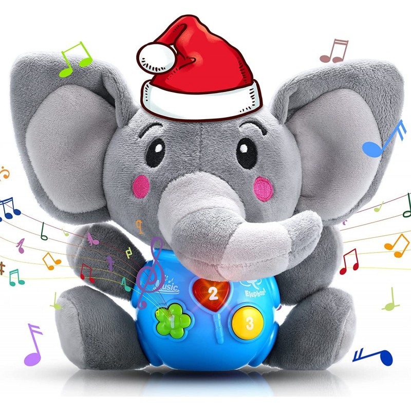 Plush Elephant Music Baby Toys 0 3 6 9 12 Months Cute Stuffed Animal Light Up Baby Toys Newborn Baby Musical Toys for Infant ...