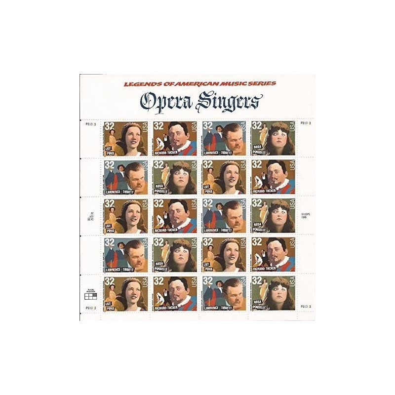 Opera Singers Sheet of Twenty 32 Cent Stamps Scott 3154-57 $18.06 Collectibles Display & Storage