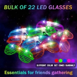 22 Pack Glow Sticks Glasses 5 Neon Colors with 3 Flashing Modes LED Glasses Mardi Gras Party Supplies Glow in the Dark Sungla...