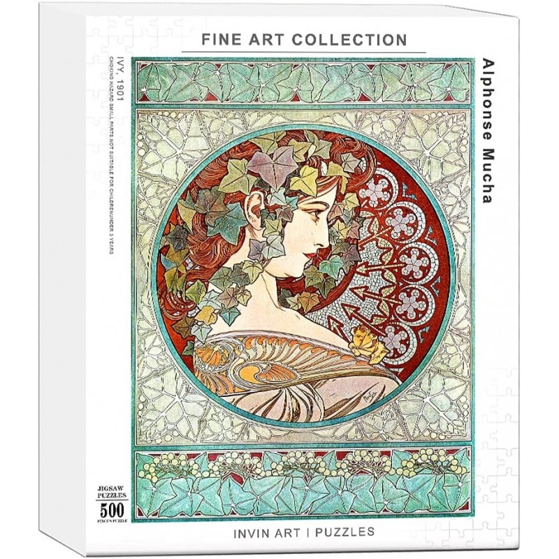 500-Piece Puzzle Ivy by Alphonse Mucha Artwork Jigsaw Puzzle Family Game Puzzle for Adults $45.23 Jigsaw Puzzles