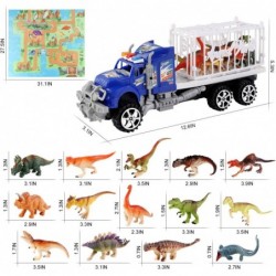 2-Pack Dinosaur Truck Carriers with 14pcs Dinosaur Toys and Play Mat Dinosaurs car playset Toys for 3-12 Years Old Boys Girls...