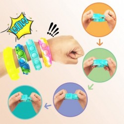 Push Pop Bubble Fidget Bracelet Set of 6 Stress Relief Wristbands Sensory Silicone Fidget Toys Rainbow Bracelet for Kids Adul...