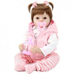 Reborn Baby Doll 22 Inch Realistic Lifelike Toddler Girl Dolls with Pink Clothes and Hippo Doll Accessories $79.66 Dolls