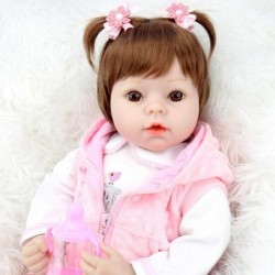 Reborn Baby Doll 22 Inch Realistic Lifelike Toddler Girl Dolls with Pink Clothes and Hippo Doll Accessories $79.66 Dolls