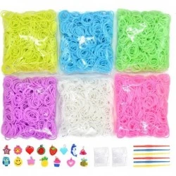 3700+ Colorful Rubber Bands Glow in The Dark Set Included: 3600+ Premium Quality Loom Bands in 6 Colors + 100 S-Clips + 15 Lo...