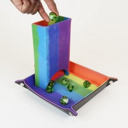 FanRoll Fold Up Dice Tower: Watercolor Rainbow Role Playing Game Dice Accessories for Dungeons and Dragons $33.37 Game Access...