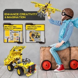 STEM Toy Building Toy Gift for Age 5 6 7 8 9 10 11 12 Years Old Kid Boy Girl - 2-in-1 Truck Airplane Take Apart Toy 361 Pcs D...