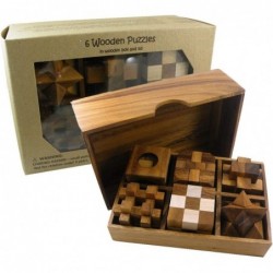 6 Wooden Puzzle Gift Set in A Wood Box - 3D Unique IQ Puzzles $51.43 Brain Teaser Puzzles