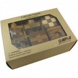 6 Wooden Puzzle Gift Set in A Wood Box - 3D Unique IQ Puzzles $51.43 Brain Teaser Puzzles