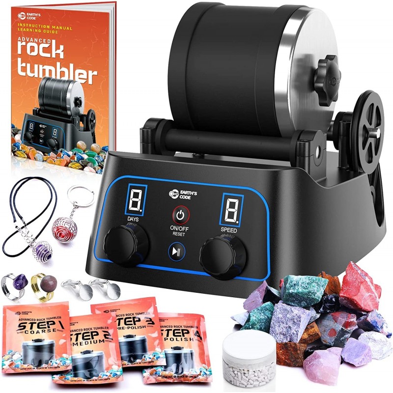 Rock Tumbler kit - Advanced Professional Tumbling Stone Polisher STEM Science Kit with Polishing Grits Rough Rocks into Gemst...