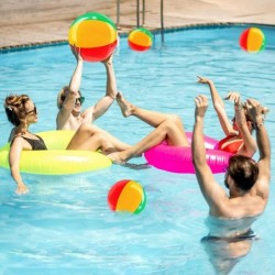 4 Pieces Beach Balls Inflatable Beach Balls Large Rainbow Pool Toys Swimming Pool Party Ball for Summer Beach Water Play Toy ...