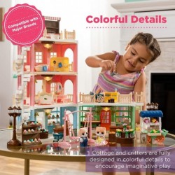 Deluxe Cottage Dollhouse Town Mansion Playset Gift Set Pretend Play Toy with 225 Accessories and Tiny Critters for Kids $52.0...