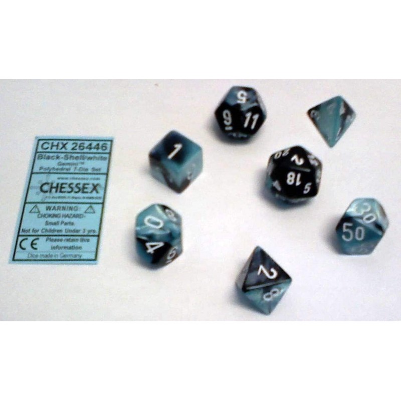 Dice Polyhedral 7-Die Gemini Set - Black & Shell with White Chx-26446 Multicolor $20.81 Game Accessories