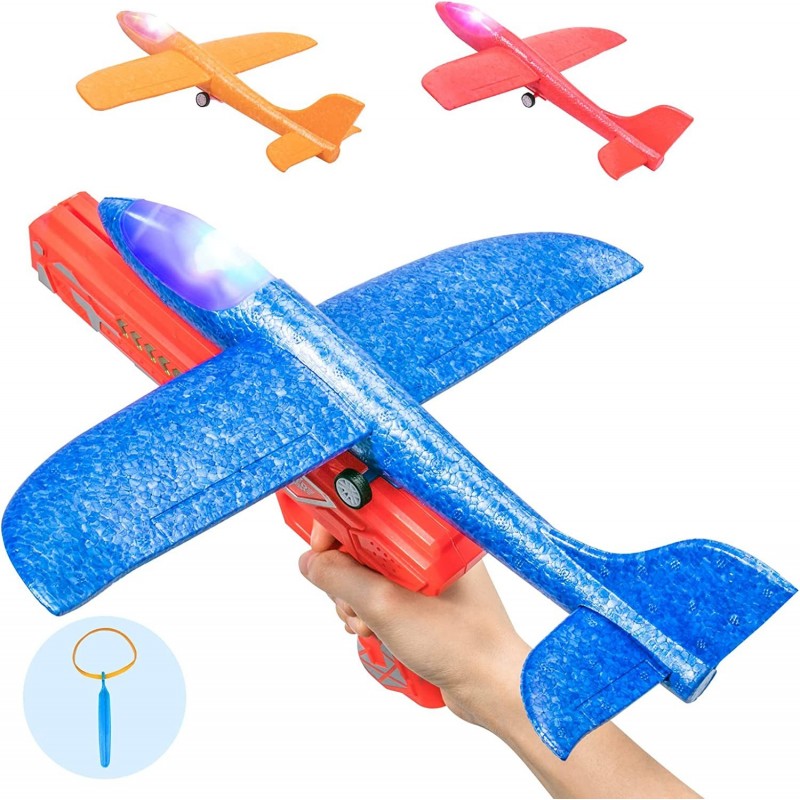 3 Pack Light Airplane Toy 12.4'' Launcher & Rubber Band Foam Flying Plane Large Throwing Toy 6 Year + $38.81 Flying Toys