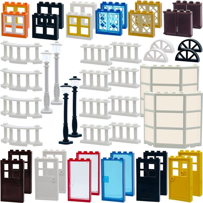 90 Piece Windows Doors Fences Building Block Parts Toy Gift for Kids Boys Girls Age 6+ Kit Compatible Major Brands Children G...