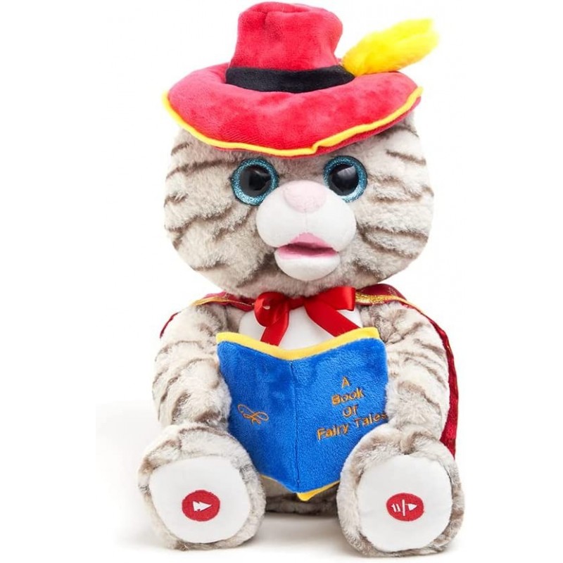 Sir Catsby The Storyteller | Cat Animated Storytelling Stuffed Animal Plush Toy Reads 5 Fairy Tales Mouth Movement Swaying Mo...