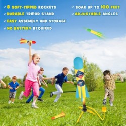 Toy Rocket Launcher for Kids Incl 2 Launchers & 8 Foam Rockets Shoots Up to 100 Feet Sturdy Jump Launch Toys Fun Outdoor Toy ...