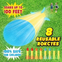 Toy Rocket Launcher for Kids Incl 2 Launchers & 8 Foam Rockets Shoots Up to 100 Feet Sturdy Jump Launch Toys Fun Outdoor Toy ...