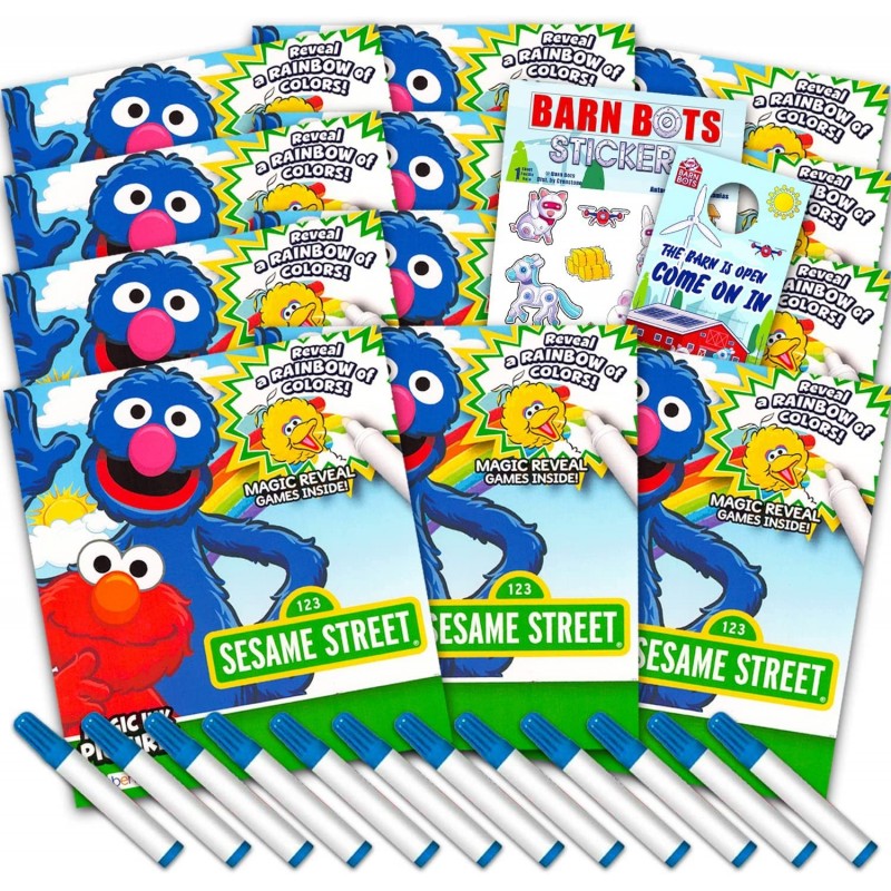 Sesame Street Imagine Ink Coloring Book Set for Girls Boys - 12 Pack No Mess Coloring Books with Stickers More (Elmo Sesame S...