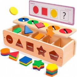 Montessori Toys Shape&Color Sorting Toys Educational Sorting Toys with 25 Geometric Pieces Preschool Hand Eye Coordination To...