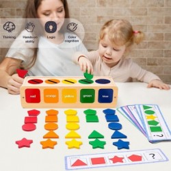 Montessori Toys Shape&Color Sorting Toys Educational Sorting Toys with 25 Geometric Pieces Preschool Hand Eye Coordination To...