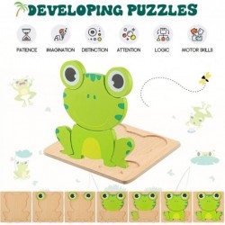 7 Pieces Wooden Animal Puzzle for Toddler 1 2 3 4 Years Old Animal Jigsaw Puzzles Set with Organize Bag Early Learning Educat...