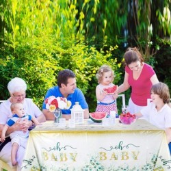 3 Pcs Baby Greenery Tablecloth Leaf Themed Disposable Table Cover Baby Shower Green Plastic Rectangle Eucalyptus Leaf Tablecl...