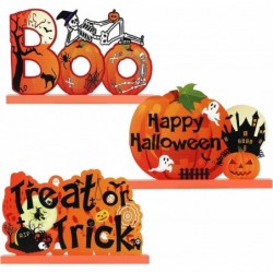 3Pack Happy Halloween Wooden Centerpiece Signs- Halloween Table Decorations Trick or Treat Table Topper Signs with Witch Hat ...